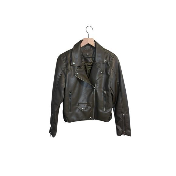 BLANKNYC Women’s Sz M Faux Leather Moto Jacket in Secret Meadow Green - Picture 2 of 11